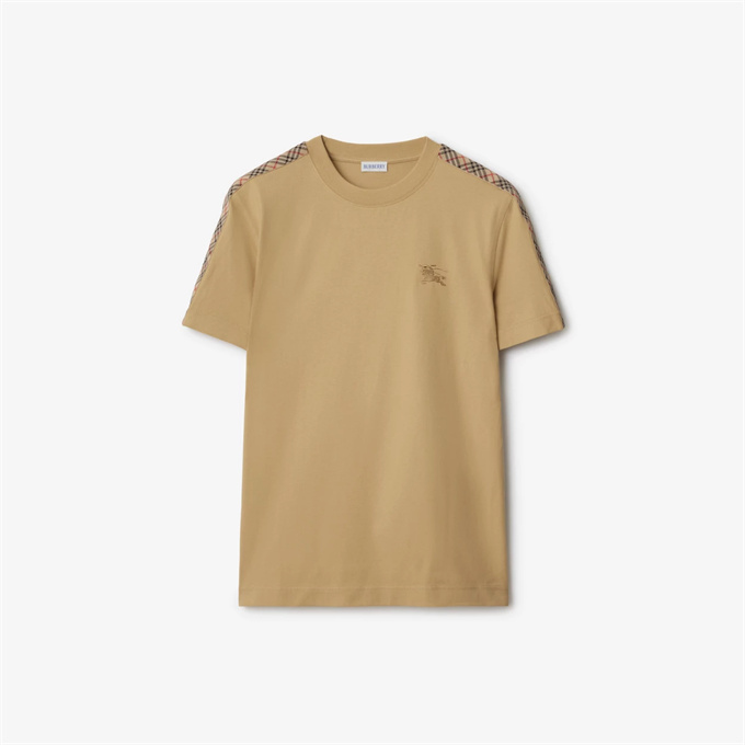 burberry check shoulder detail ekd embroidery cotton t-shirt